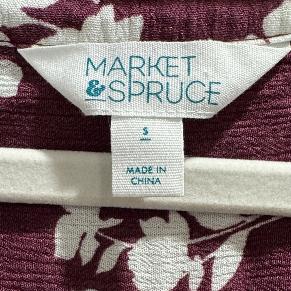 Market & Spruce Burgundy Floral Blouse - Picture 2 of 4